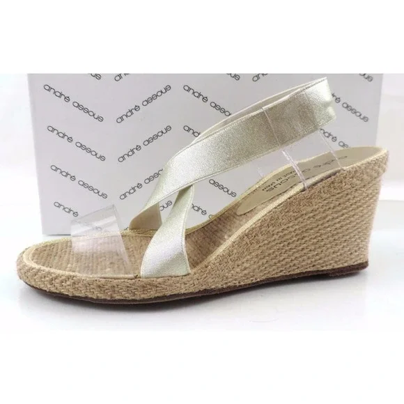 Andre Assous Desi Espadrille Wedge Sandal Platinum Gold - Picture 4 of 12
